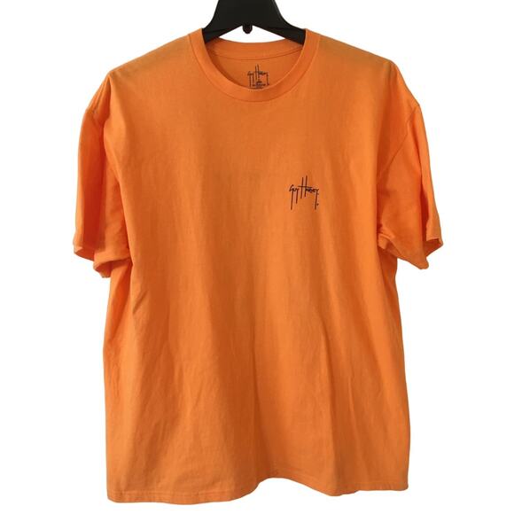 Guy Harvey AFICO Blue Water 2XL Orange Short Sleeve T-Shirt with Marlin and Gulf - Picture 2 of 5